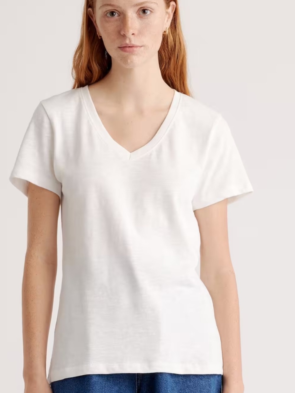 Quince 100% Organic Cotton Slub V-Neck Tee large